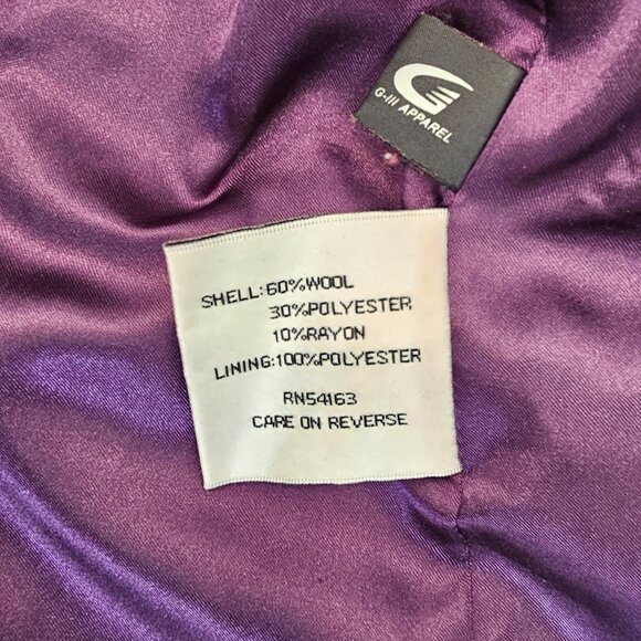 Kenneth Cole Wool Blend Coat | Purple | Size 12 | Pre-Loved - Picture 16 of 16
